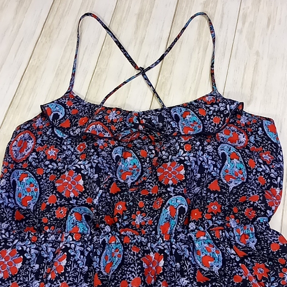 American Eagle Outfitters Navy/ Paisley Print Sleeveless Sheer Dress Size S/P - Picture 2 of 16